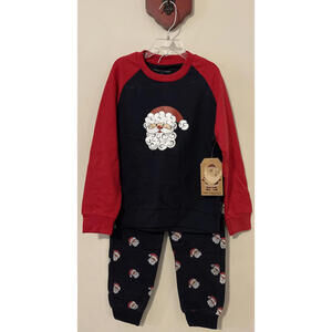 Free Planet Boys Size 6 Black & Red Santa Clause Print Sweatsuit Set NWT! A6434